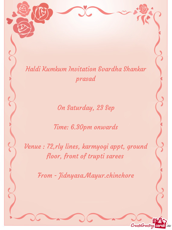 Haldi Kumkum Invitation &vardha Shankar prasad