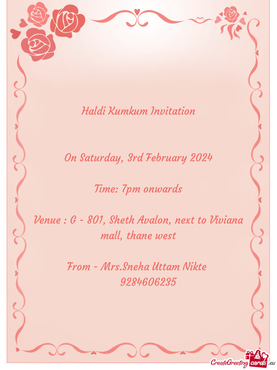 🟡🔴 Haldi Kumkum Invitation 🟡🔴