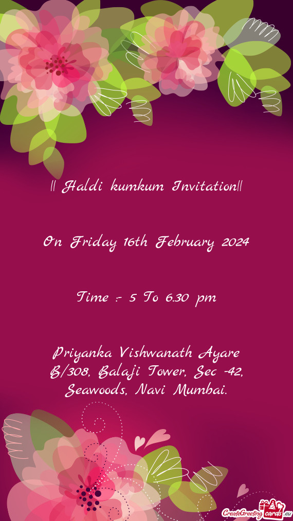 || Haldi kumkum Invitation||