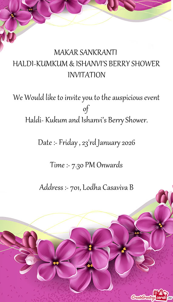 HALDI-KUMKUM & ISHANVI’S BERRY SHOWER INVITATION