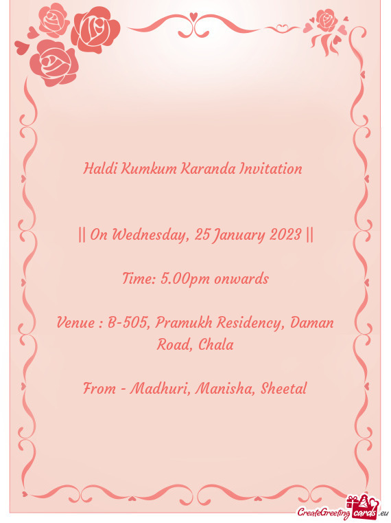 Haldi Kumkum Karanda Invitation