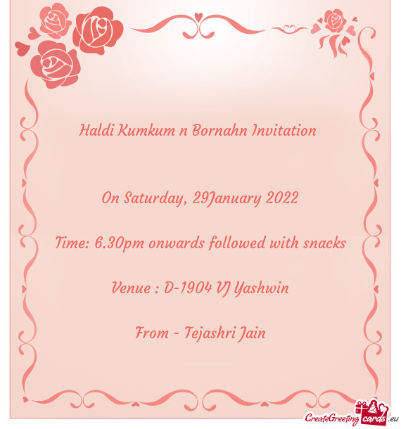 Haldi Kumkum n Bornahn Invitation