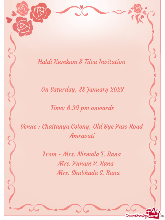 Haldi Kumkum & Tilva Invitation