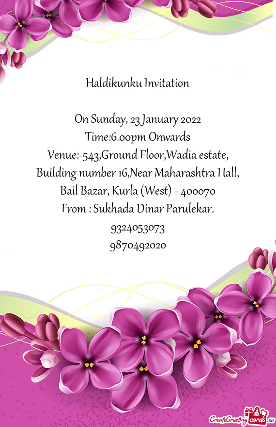 Haldikunku Invitation