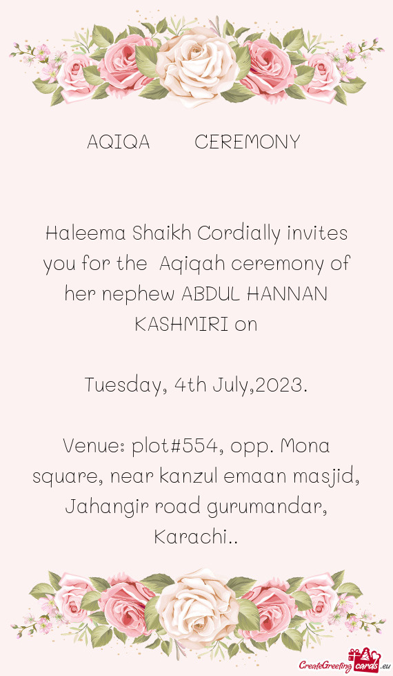 Haleema Shaikh Cordially invites