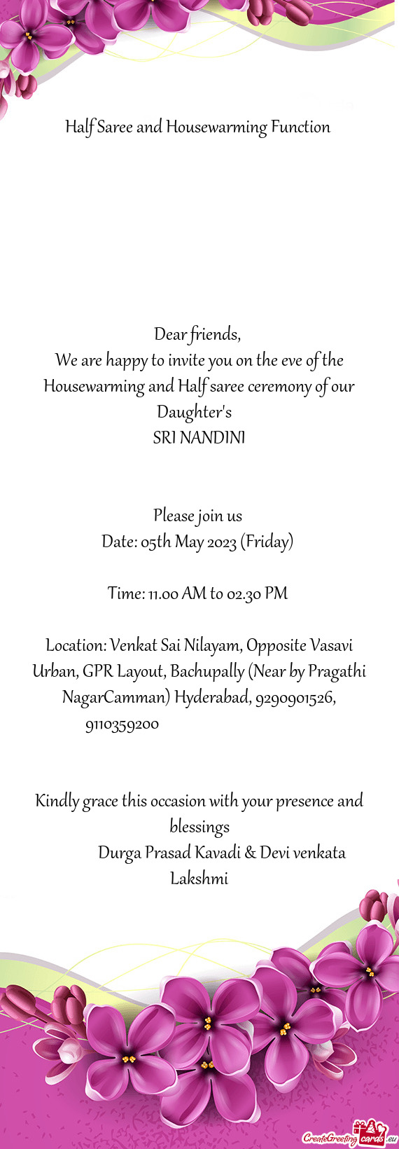 Half Saree and Housewarming Function