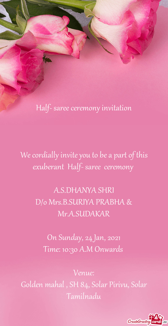 Half- saree ceremony invitation