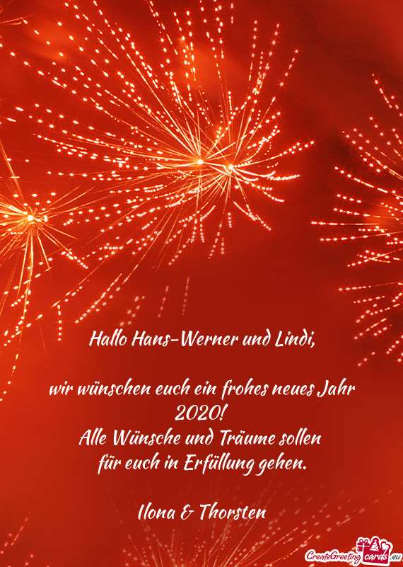 Hallo Hans-Werner und Lindi