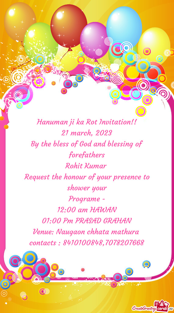 Hanuman ji ka Rot Invitation