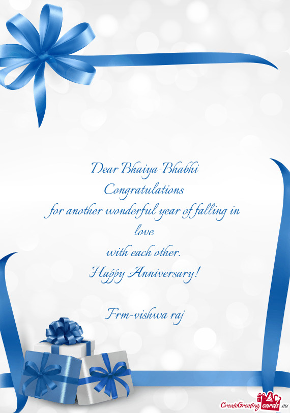 Happy Anniversary!
 
 Frm-vishwa raj