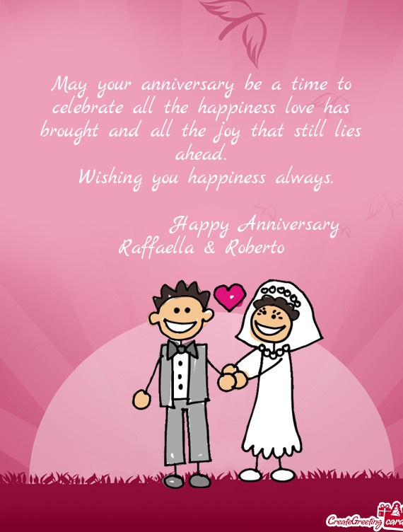 Happy Anniversary Raffaella & Roberto