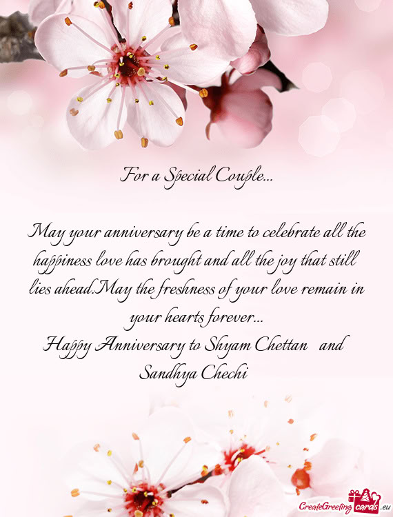 Happy Anniversary to Shyam Chettan❤️ and Sandhya Chechi❤️