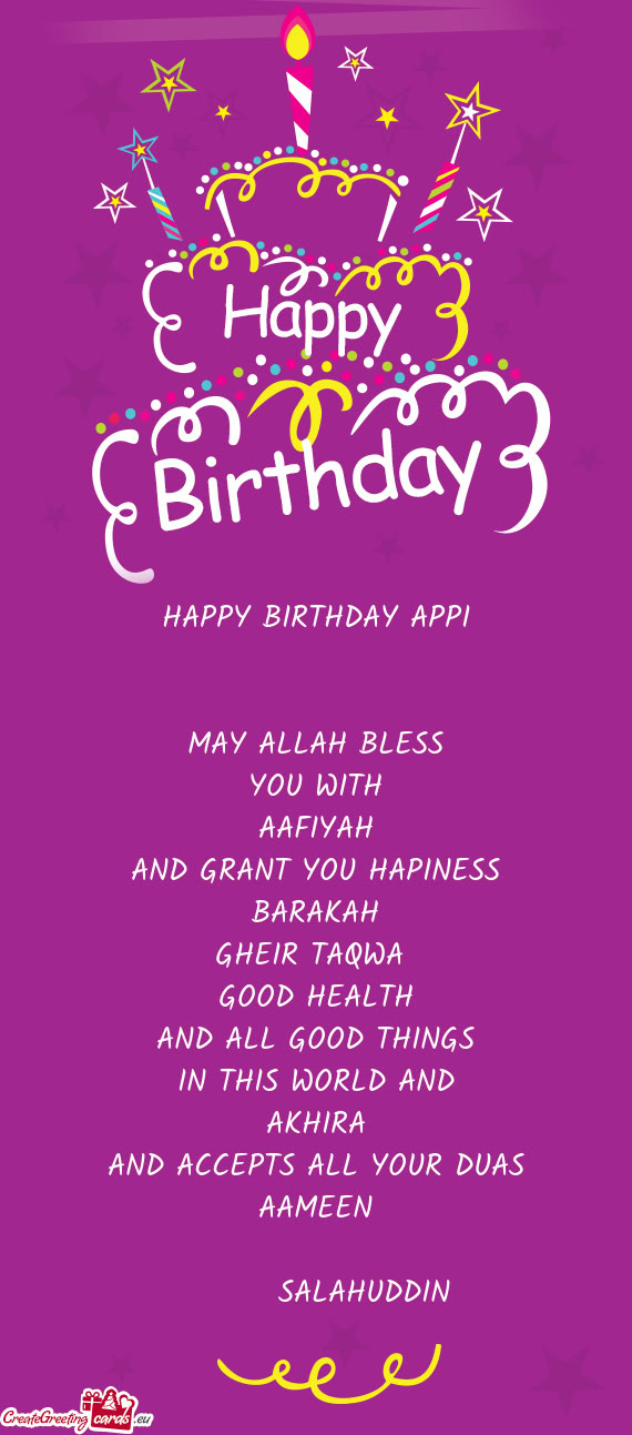 HAPPY BIRTHDAY APPI