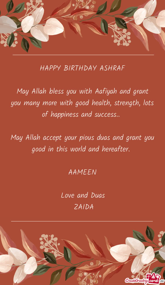HAPPY BIRTHDAY ASHRAF