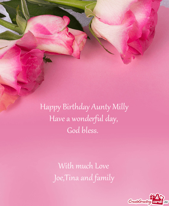 Happy Birthday Aunty Milly