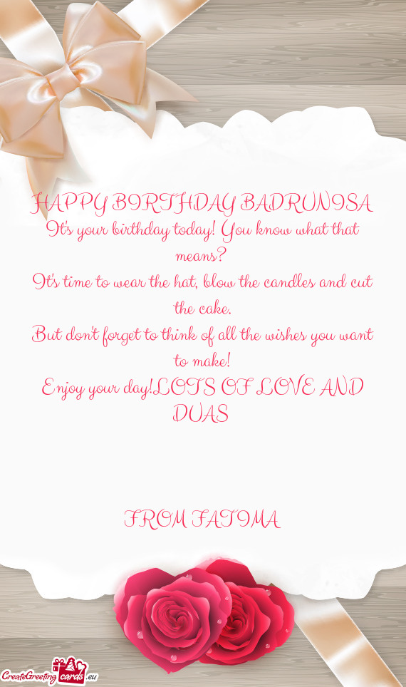 HAPPY BIRTHDAY BADRUNISA It