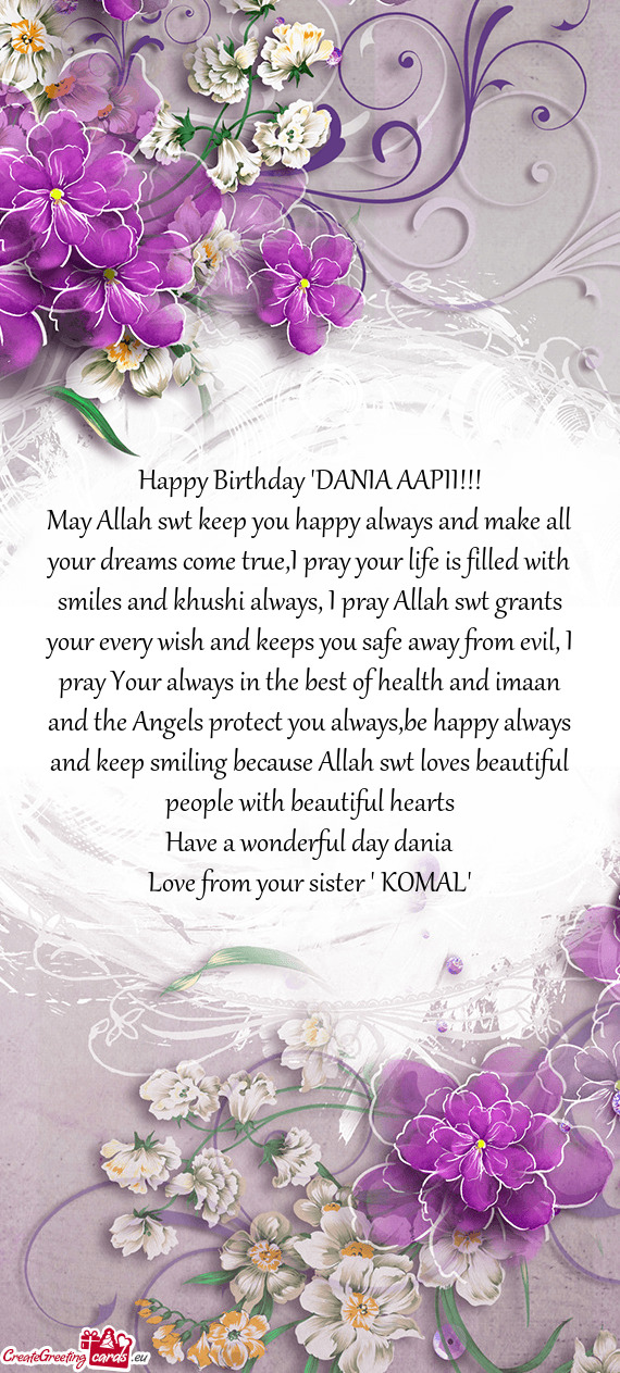 Happy Birthday "DANIA AAPII