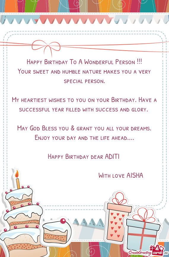 Happy Birthday dear ADITI🎂😊