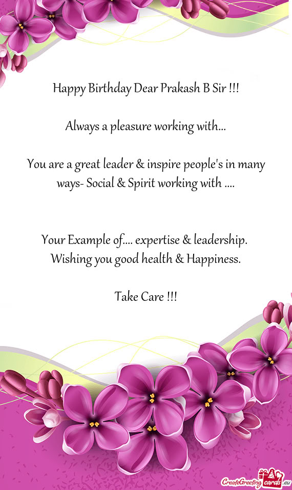 Happy Birthday Dear Prakash B Sir
