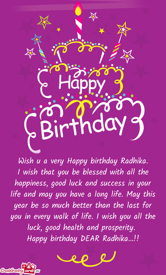 Happy birthday DEAR Radhika