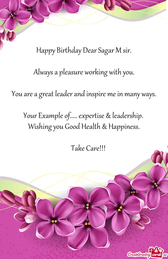 Happy Birthday Dear Sagar M sir