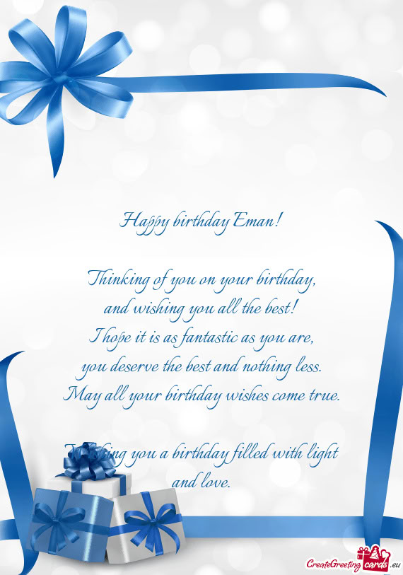 Happy birthday Eman! Thinking of you on your birthday