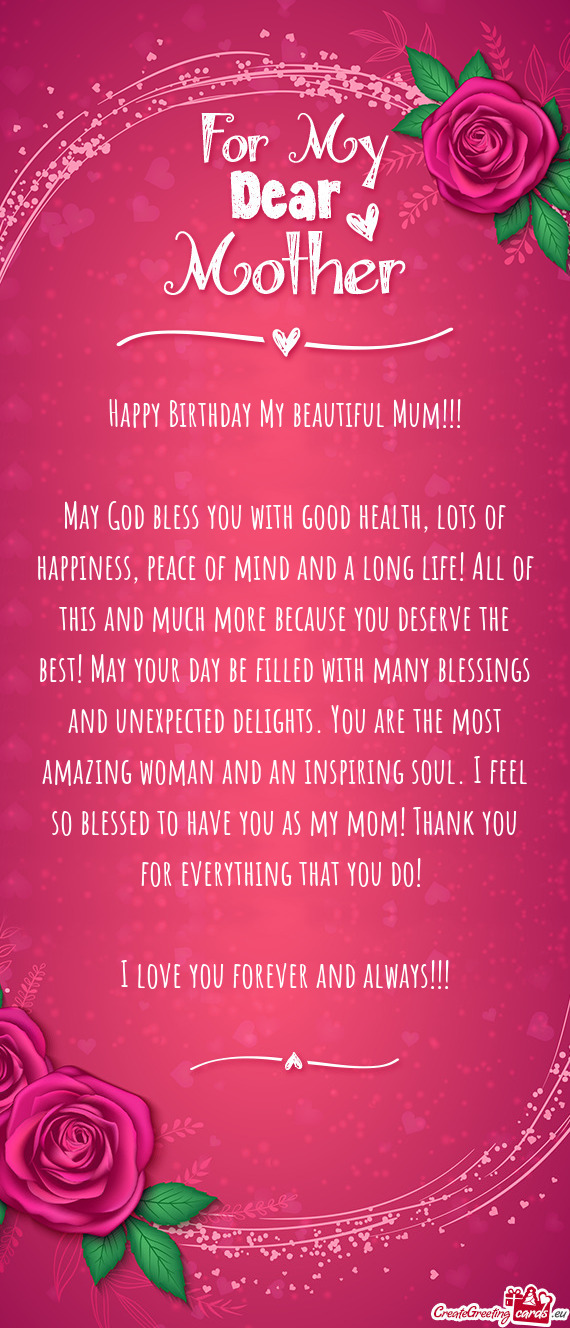 Happy Birthday My beautiful Mum