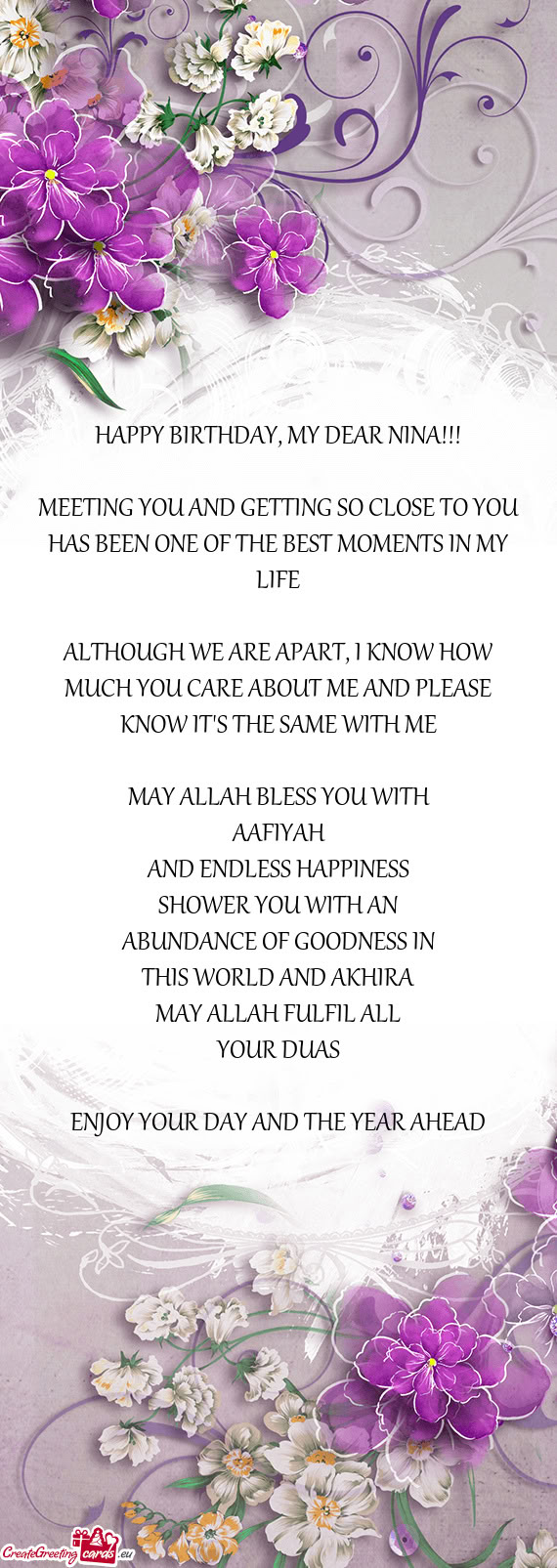 HAPPY BIRTHDAY, MY DEAR NINA