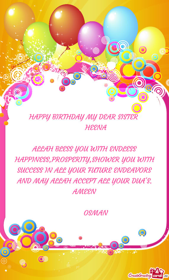 HAPPY BIRTHDAY MY DEAR SISTER
