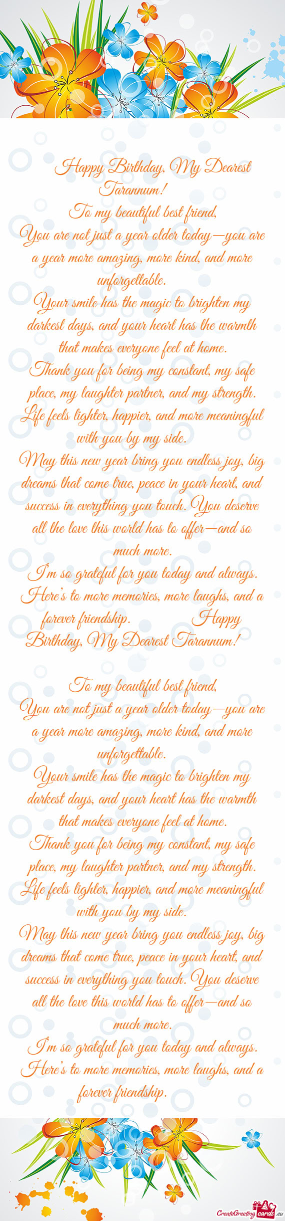 🎉 Happy Birthday, My Dearest Tarannum! 🎉