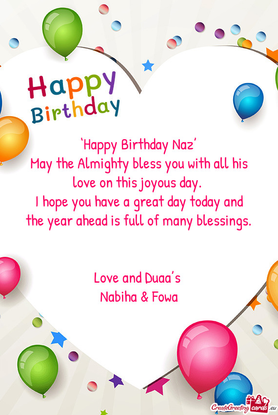 ‘Happy Birthday Naz’