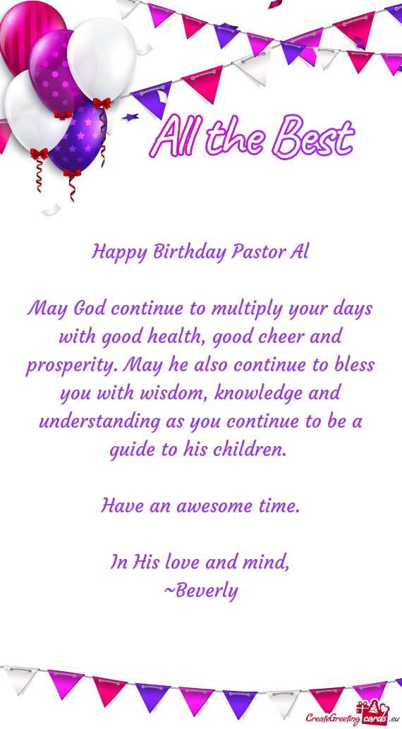 Happy Birthday Pastor Al