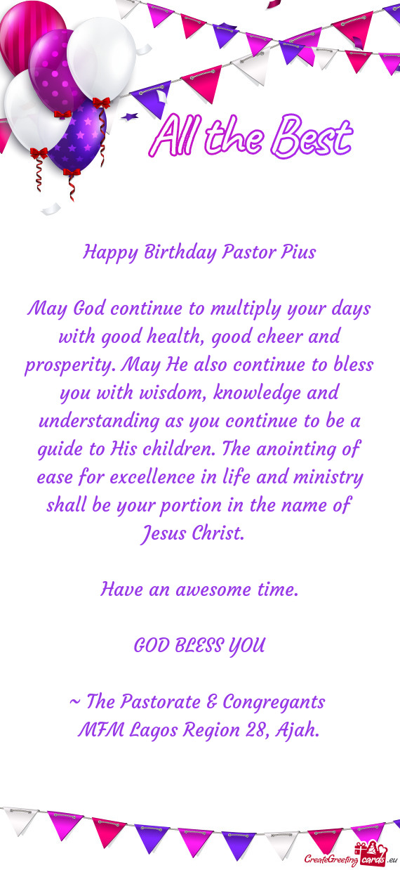 Happy Birthday Pastor Pius