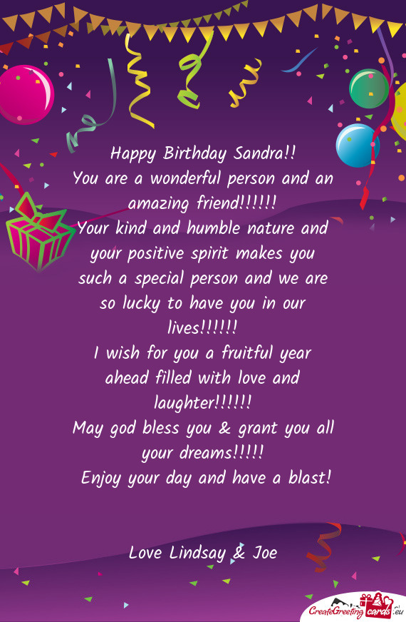 Happy Birthday Sandra