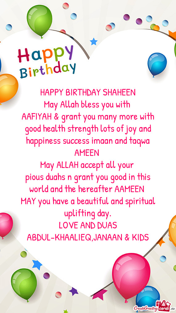 HAPPY BIRTHDAY SHAHEEN