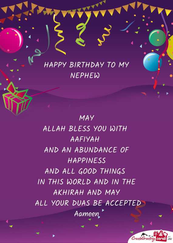 HAPPY BIRTHDAY TO MY NEPHEW