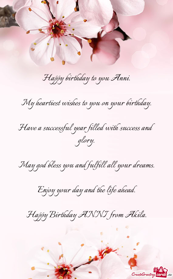 Happy birthday to you Anni