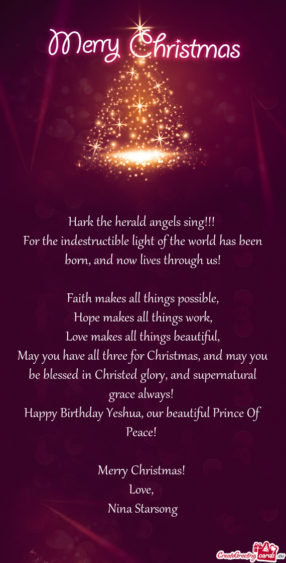 Happy Birthday Yeshua, our beautiful Prince Of Peace