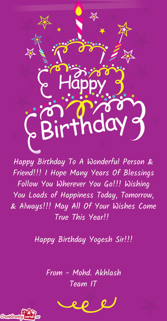 Happy Birthday Yogesh Sir