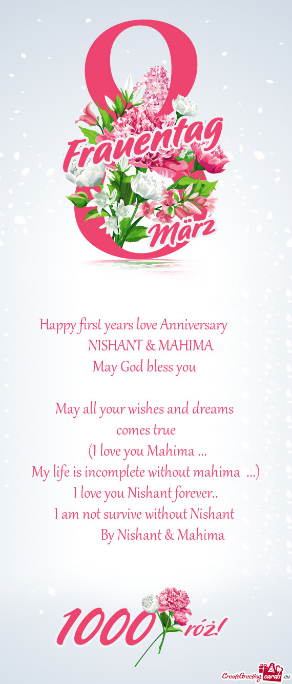 Happy first years love Anniversary