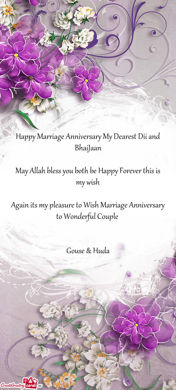 Happy Marriage Anniversary My Dearest Dii and BhaiJaan