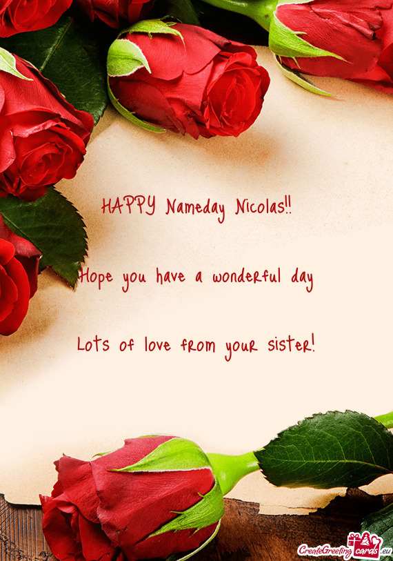 HAPPY Nameday Nicolas