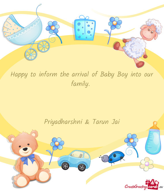 Happy to inform the arrival of Baby Boy into our family