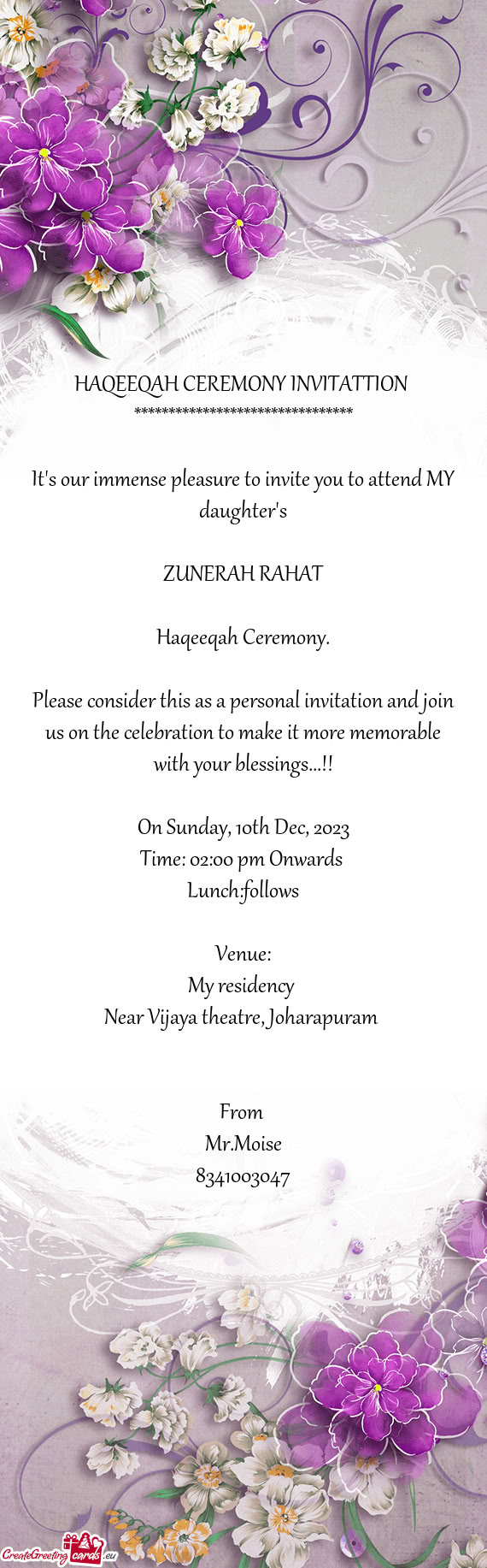 HAQEEQAH CEREMONY INVITATTION