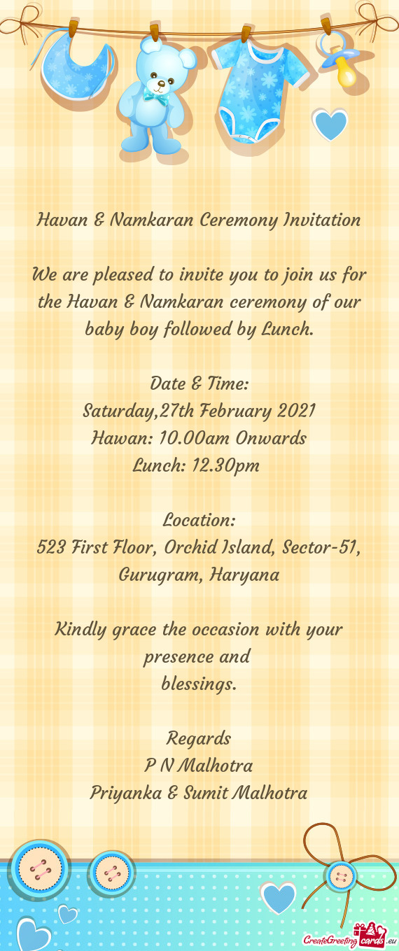 Havan & Namkaran Ceremony Invitation