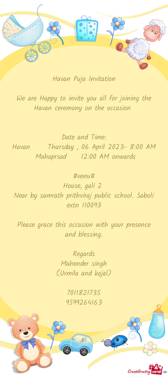 Havan  Thursday , 06 April 2023- 8:00 AM