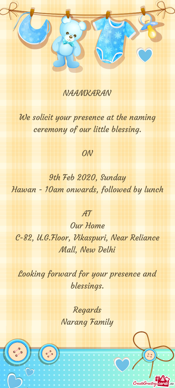 Hawan - 10am onwards, followed by lunch