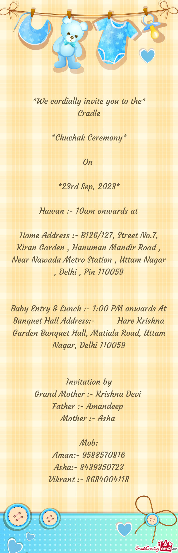 Hawan :- 10am onwards at