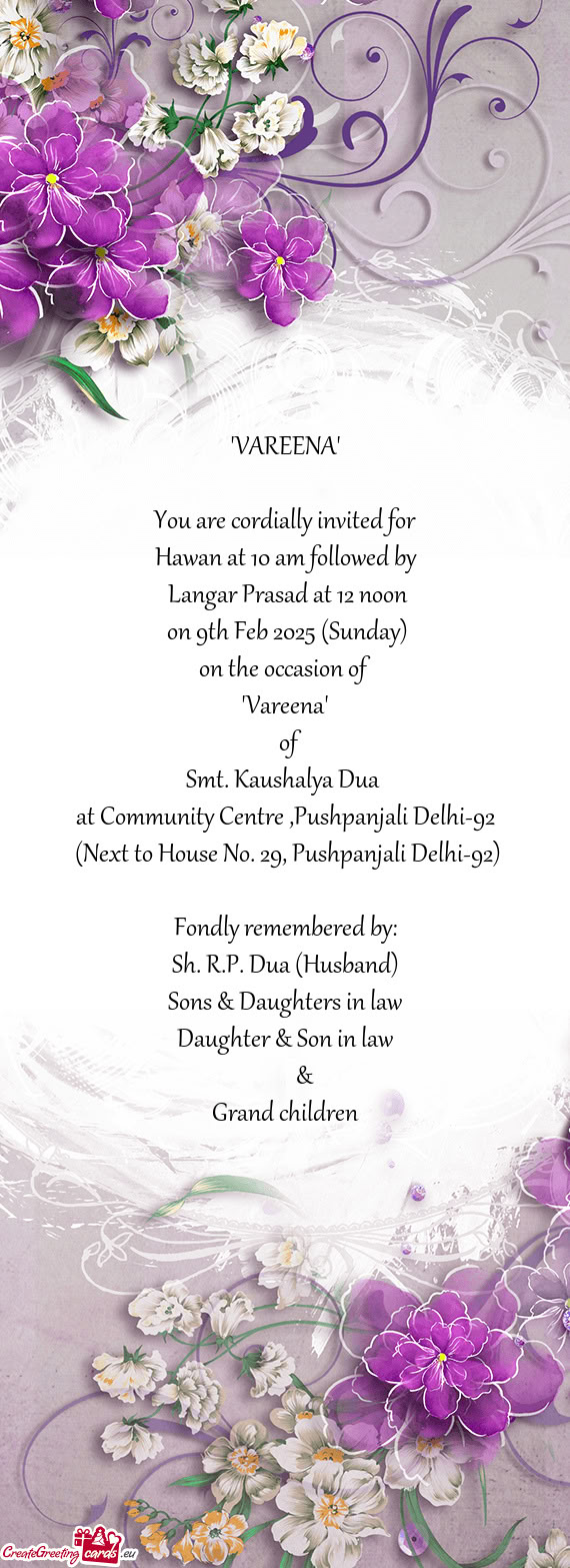 Hawan at 10 am followed by