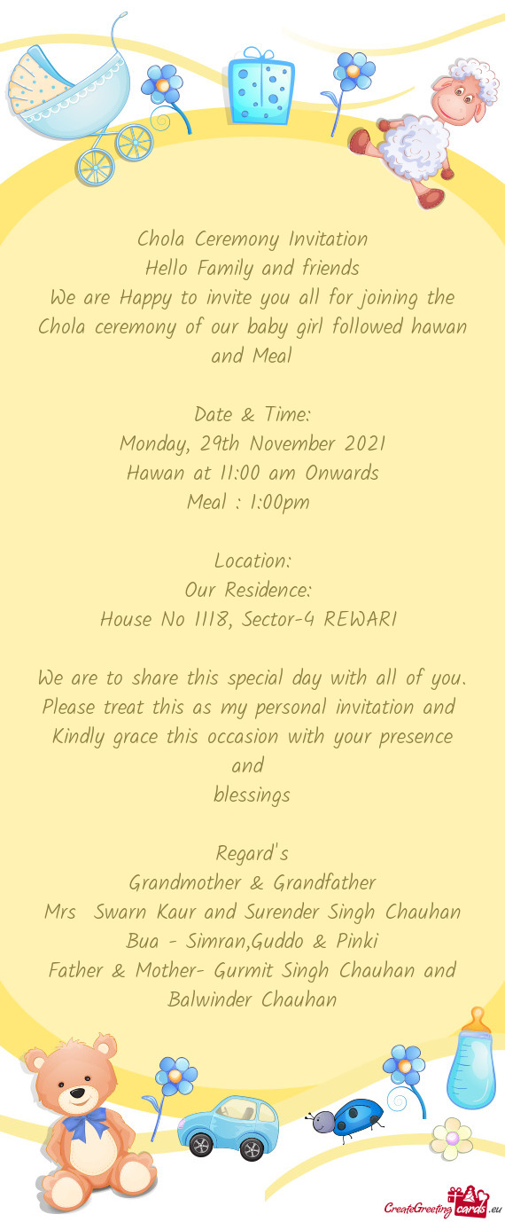 Hawan at 11:00 am Onwards